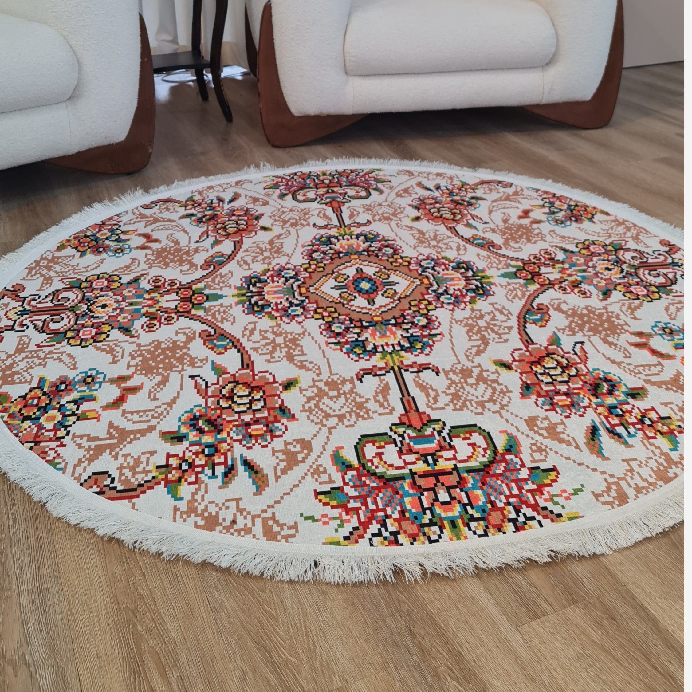 فرشینه مدرن جنس مخمل دایره ای استُپ دارR166 (سفارشی) (پس کرایه)