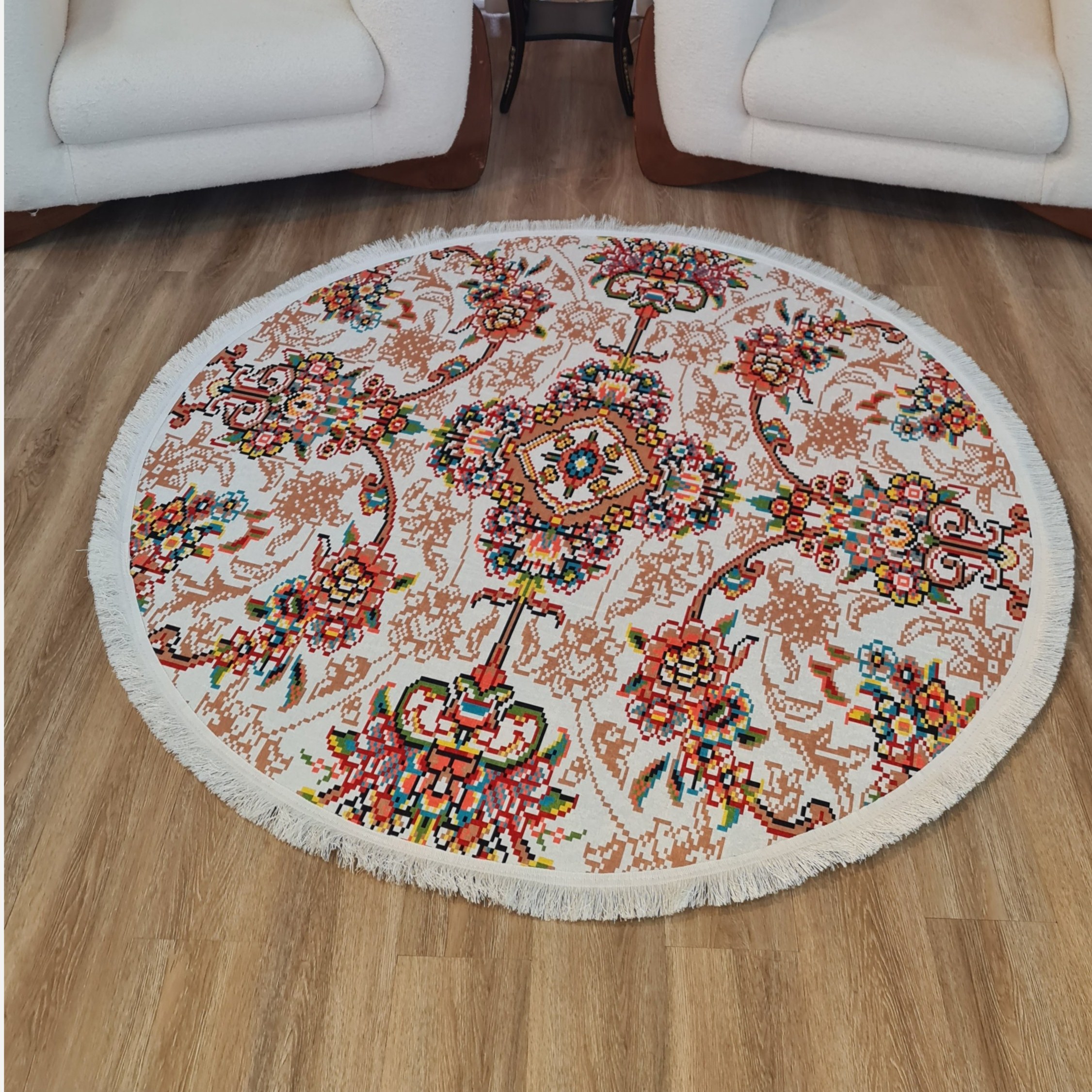 فرشینه مدرن جنس مخمل دایره ای استُپ دارR166 (سفارشی) (پس کرایه)