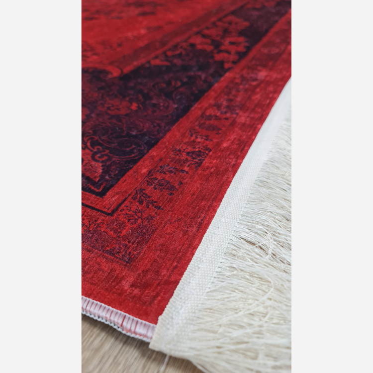 فرشینه مخمل مدرن لاکی قرمز - ضد سُر و قابل شستشوU100 (پس کرایه)