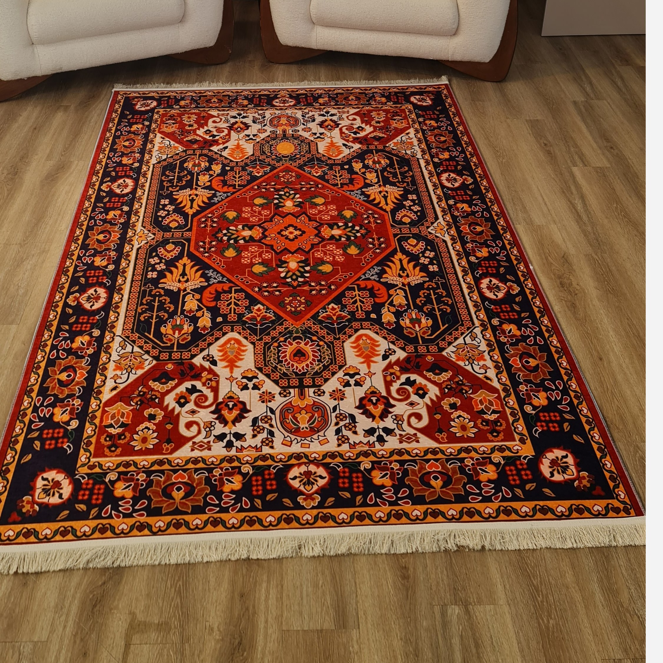 فرشینه مخمل طرح سنتی استُپ دار (ابعاد دلخواه) تولیدمیشه o126(پس کرایه)