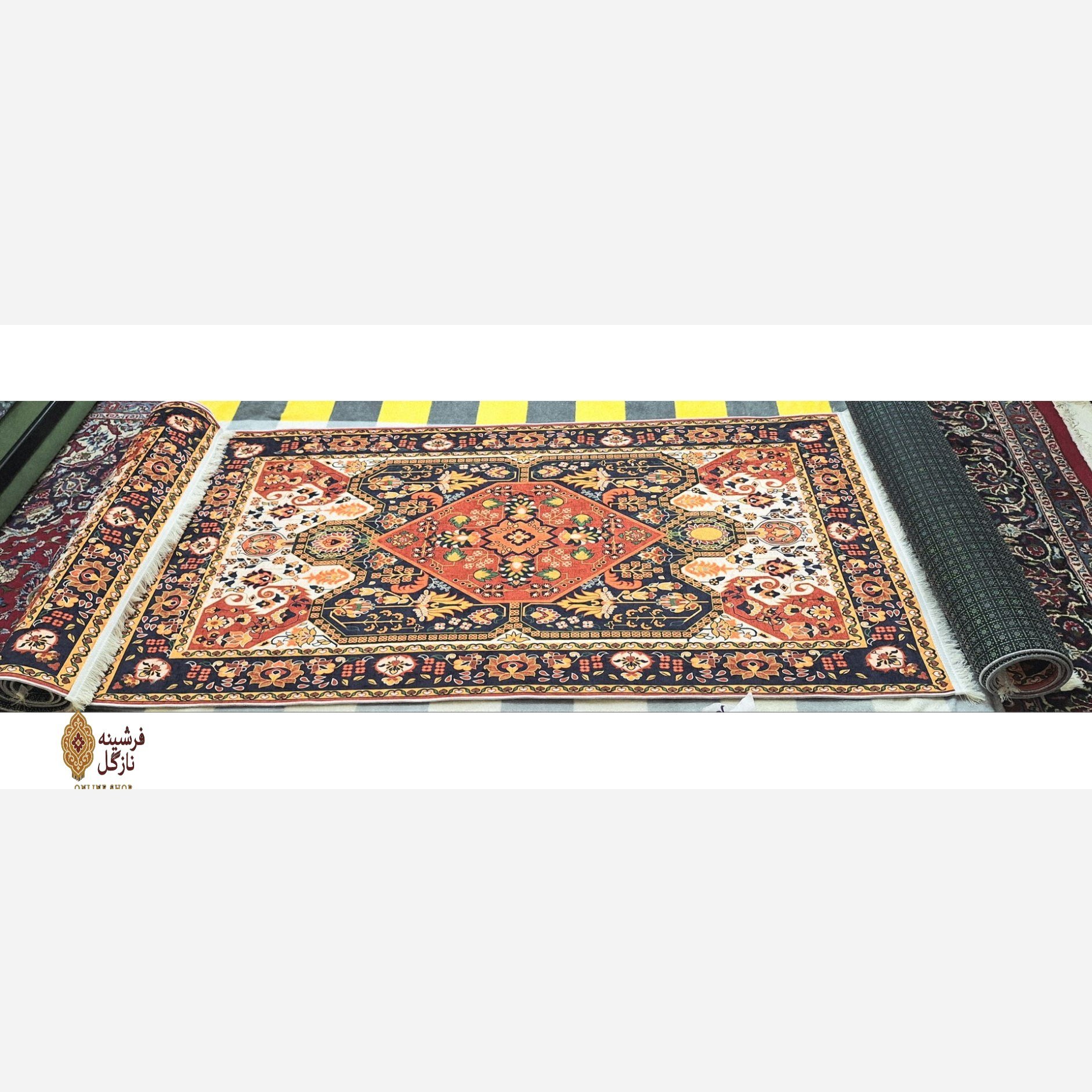 فرشینه مخمل طرح سنتی استُپ دار (ابعاد دلخواه) تولیدمیشه o126(پس کرایه)