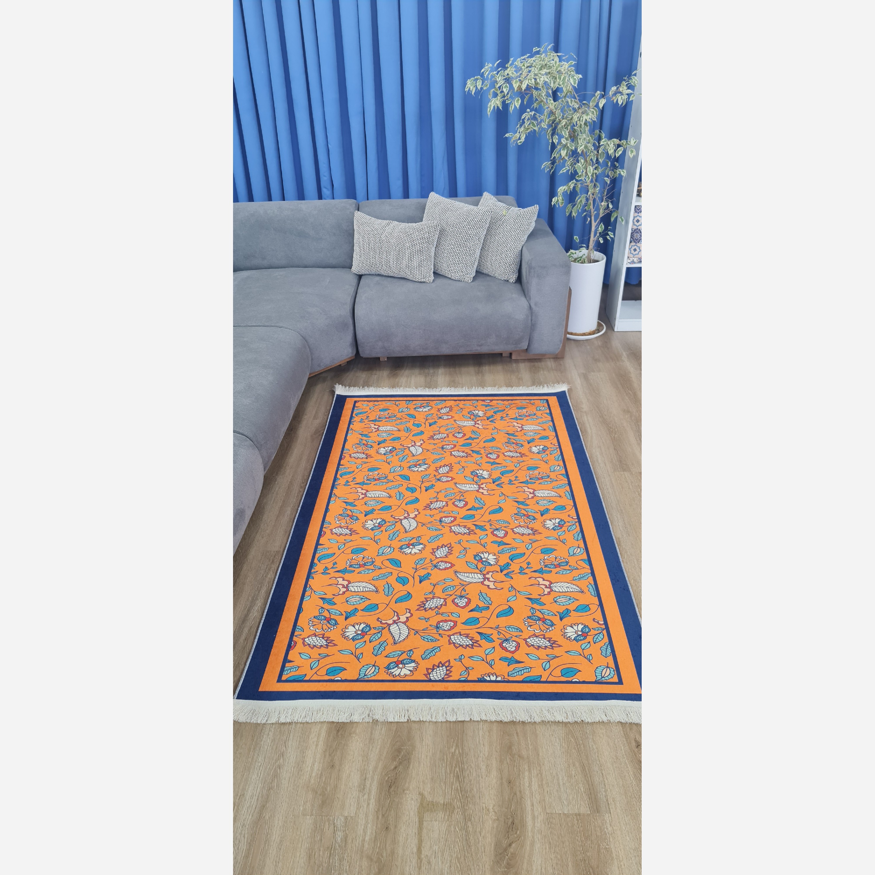 فرشینه نارنجی جنس مخمل تُرک ابعاد دلخواه تولید میشه استُپ دار(پس کرایه)