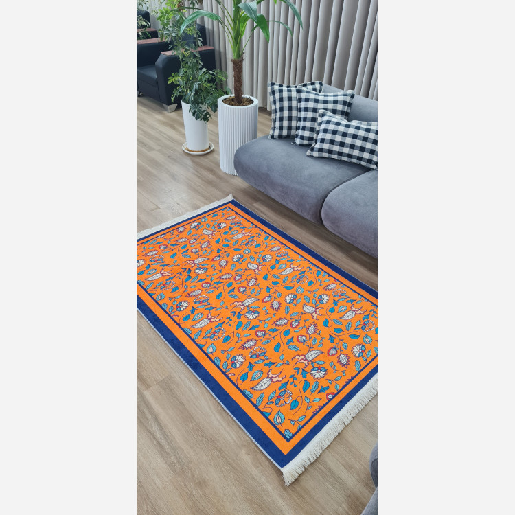 فرشینه نارنجی جنس مخمل تُرک ابعاد دلخواه تولید میشه استُپ دار(پس کرایه)