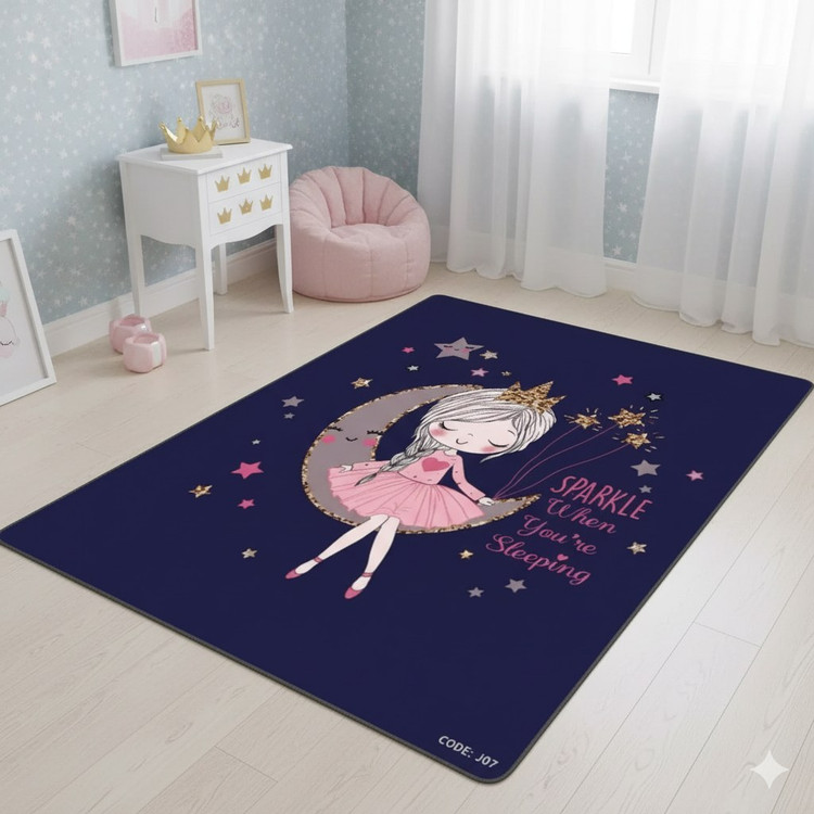 فرشینه کودک جنس مخمل هازان تُرک استُپ دار دخترانه (ابعاد سفارشی)u421(پس کرایه)