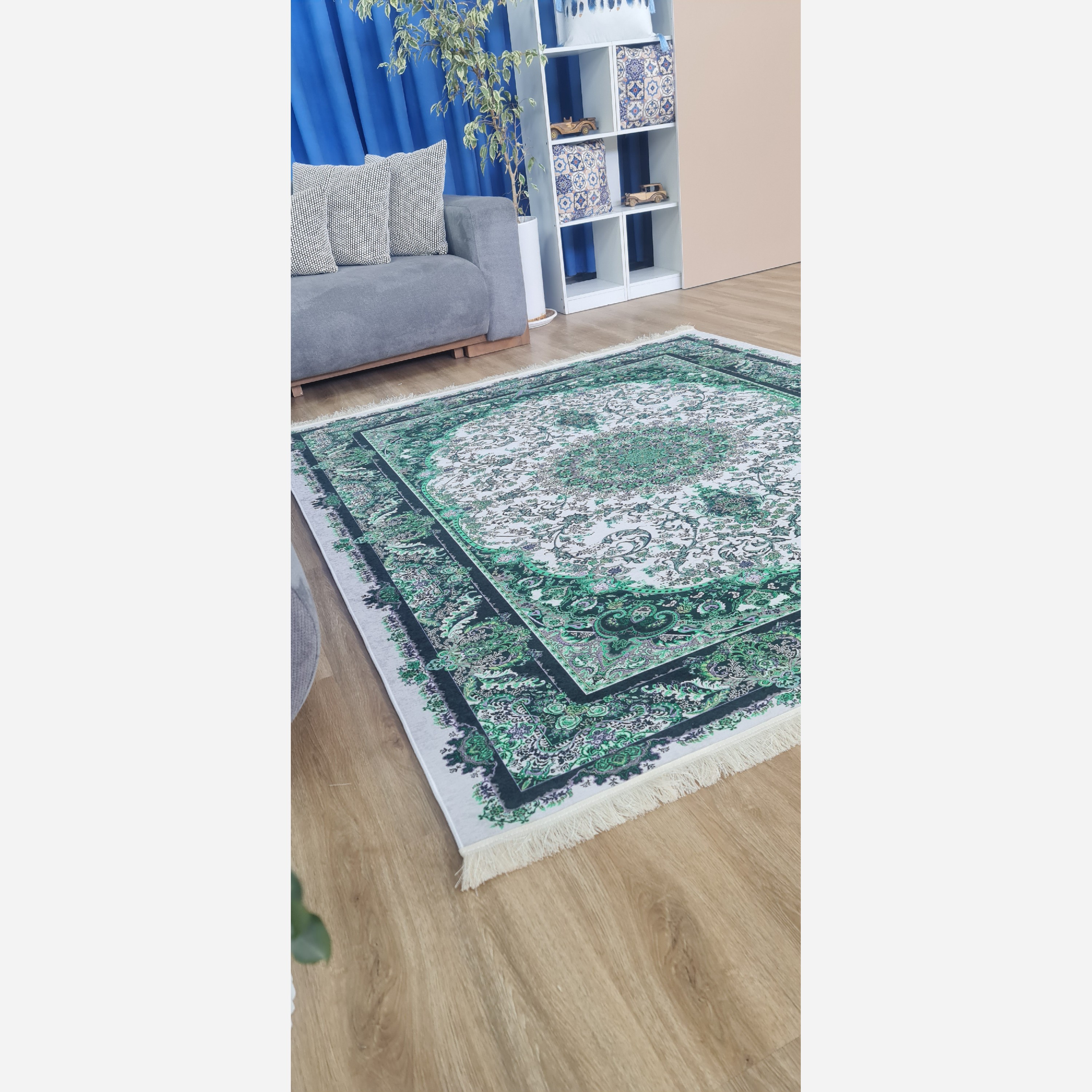 فرشینه سبز جنس مخمل مدرن استُپ دار (ابعاد دلخواه) h555 (پس کرایه)