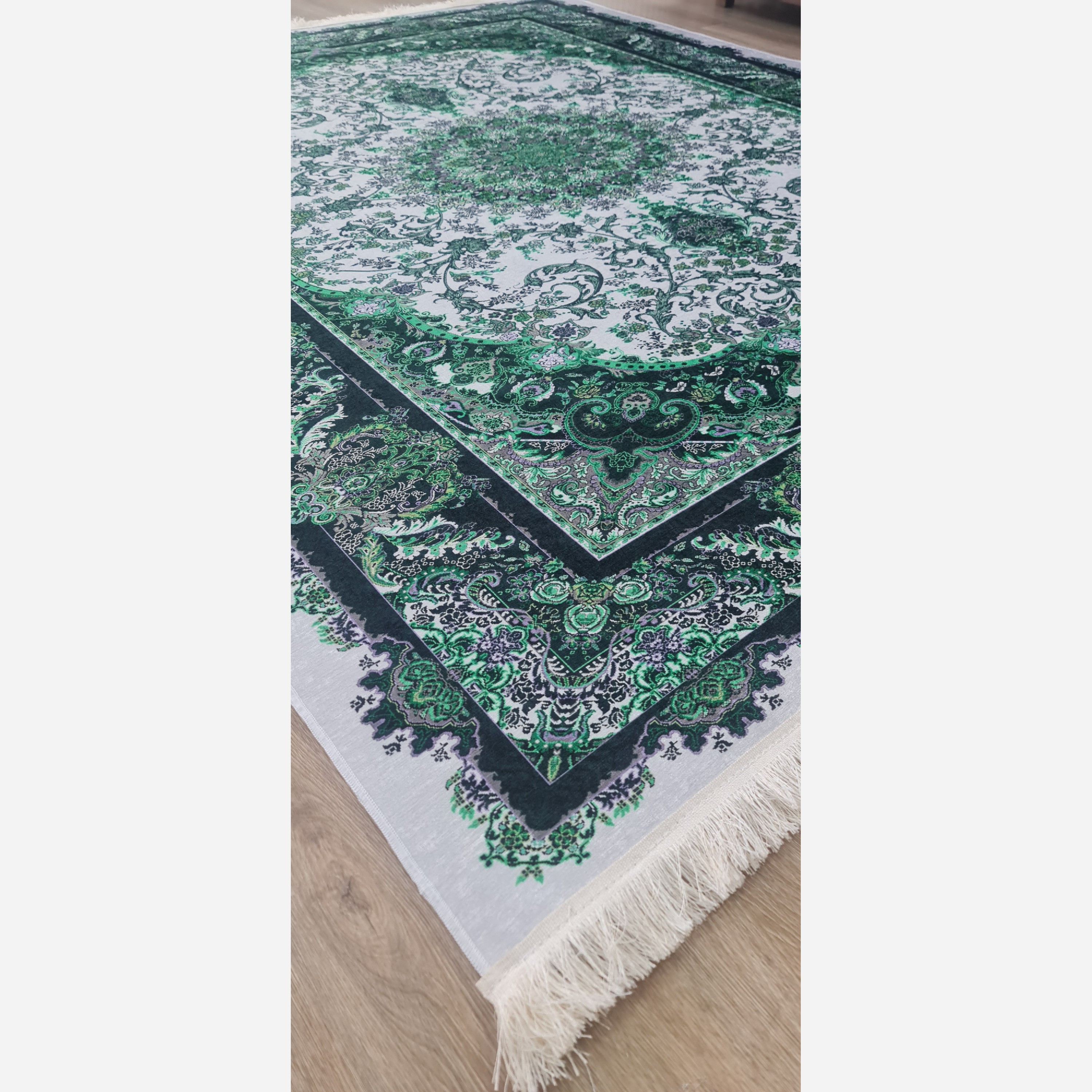 فرشینه سبز جنس مخمل مدرن استُپ دار (ابعاد دلخواه) h555 (پس کرایه)