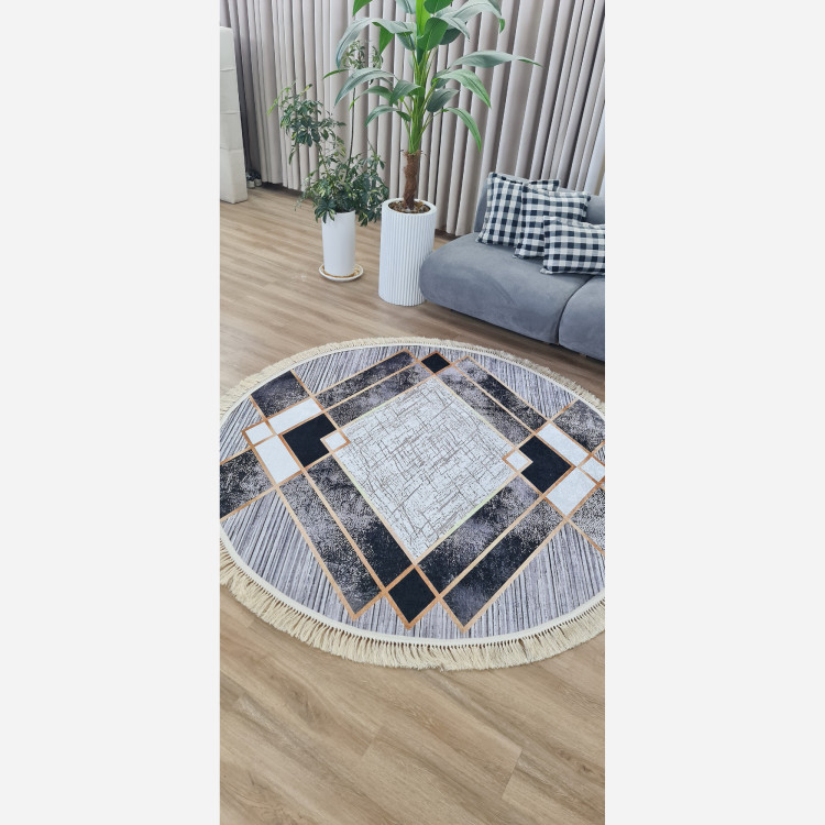 فرشینه مدرن جنس مخمل دایره ای استُپ دار (اصلا لیز نمیخوره) (پس کرایه)