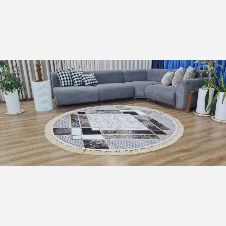 فرشینه مدرن جنس مخمل دایره ای استُپ دار (اصلا لیز نمیخوره) (پس کرایه)