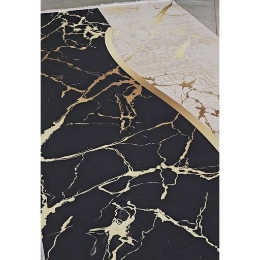 فرشینه مخمل مشکی کِرم مدرن استُپ دار (اصلا سُر نمیخوره) h421 (پس کرایه)
