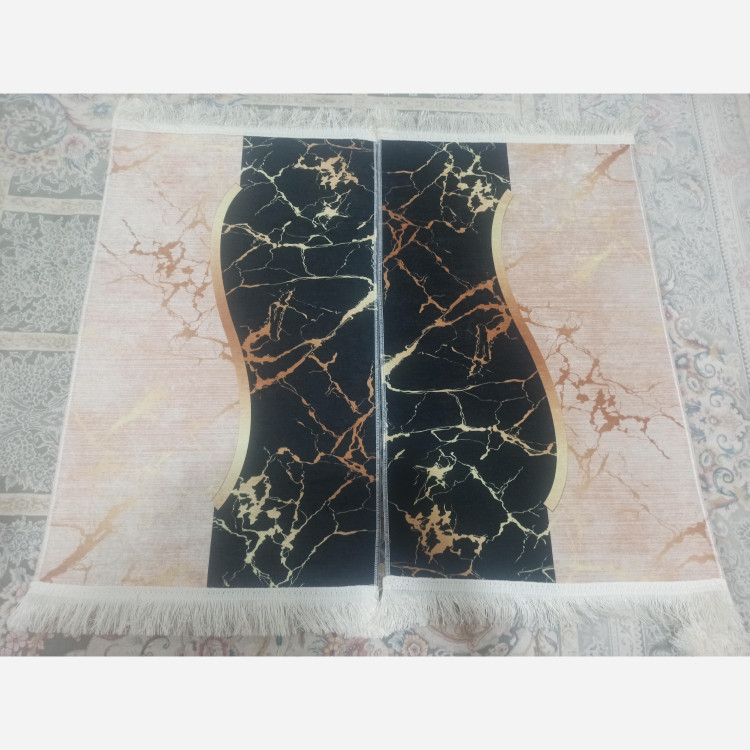 فرشینه مخمل مشکی کِرم مدرن استُپ دار (اصلا سُر نمیخوره) h421 (پس کرایه)