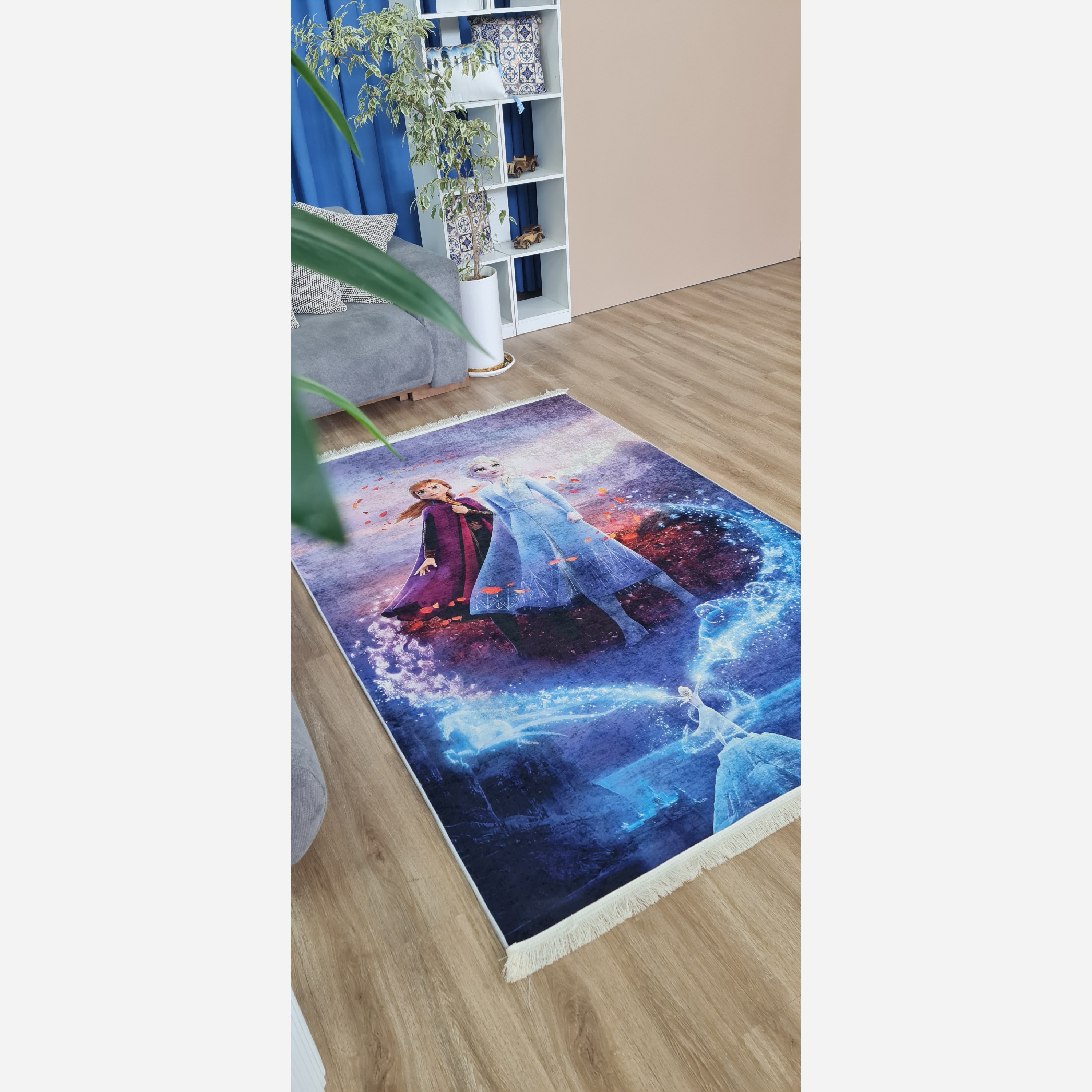 فرشینه کودک جنس مخمل هازان طرح دخترانه استُپ دار( ضد سُر)  (پس کرایه)