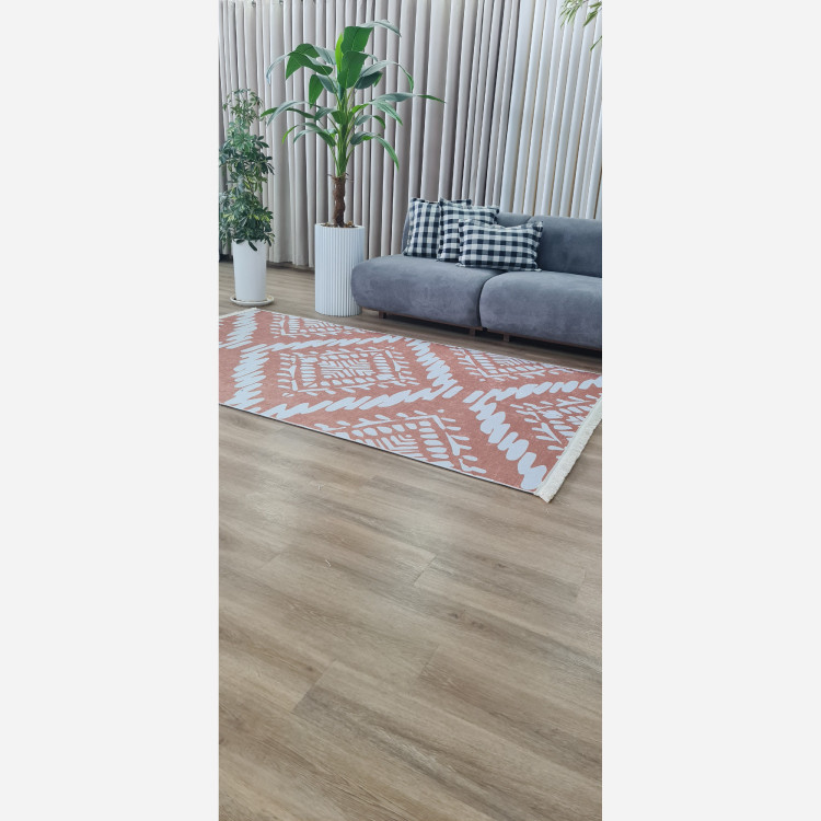 فرشینه کِرم جنس مخمل هازان تُرک استُپ دار(ابعاد سفارشی)ضد سُر(پس کرایه)