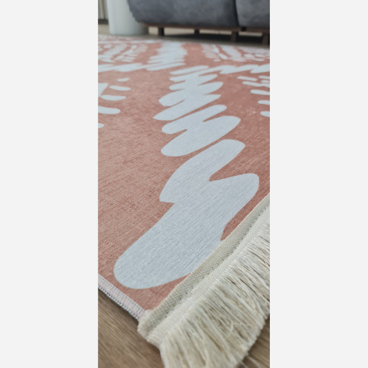 فرشینه کِرم جنس مخمل هازان تُرک استُپ دار(ابعاد سفارشی)ضد سُر(پس کرایه)