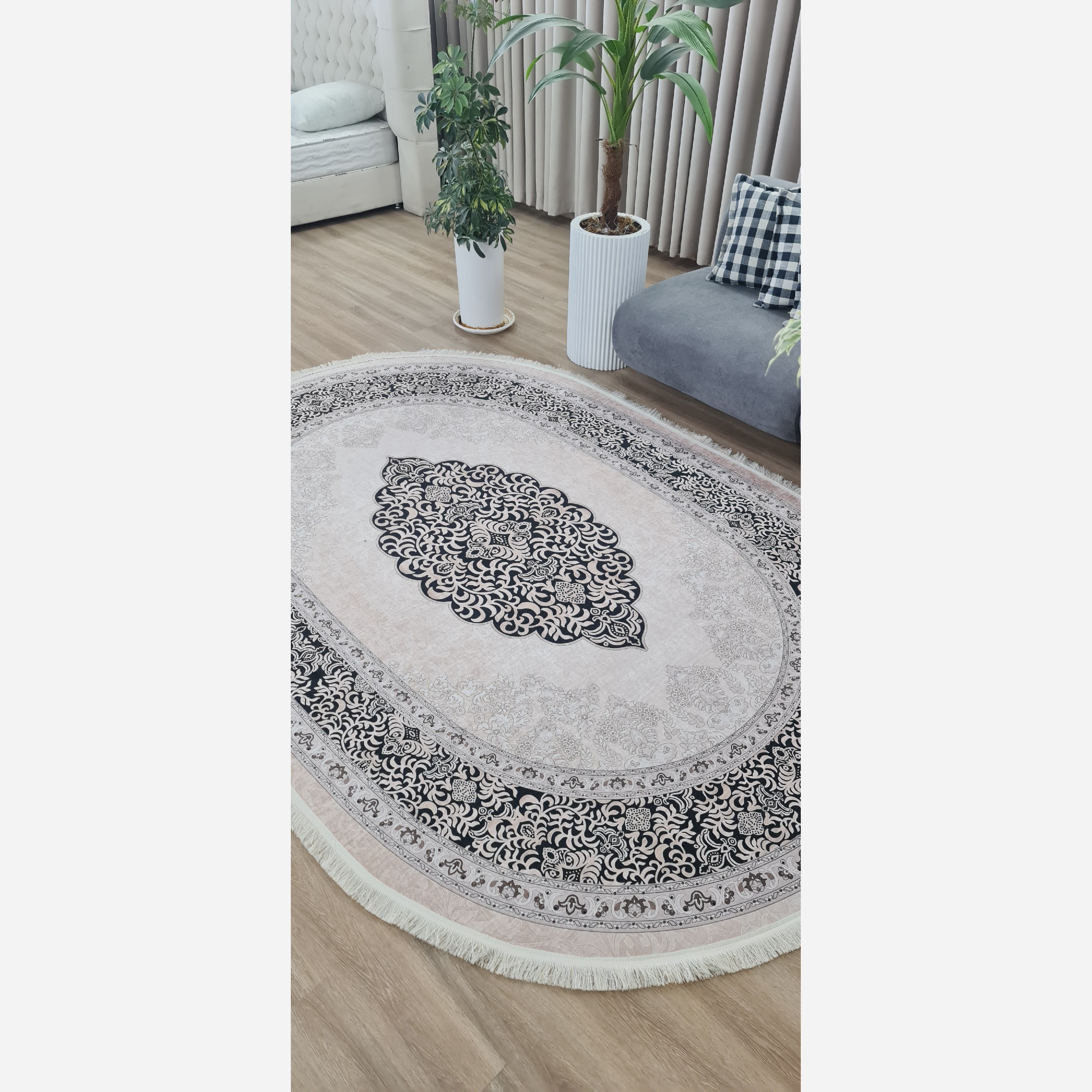 فرشینه بیضی مخمل استُپ دار (ابعاد سفارشی) b51 (پس کرایه)