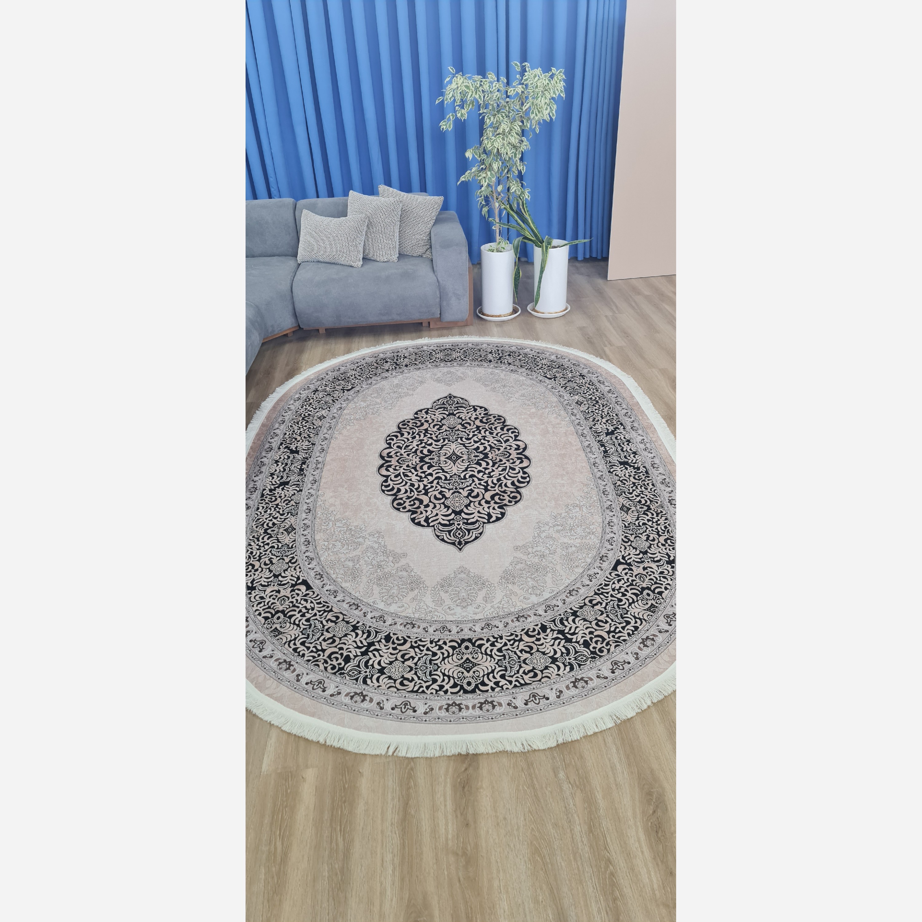 فرشینه بیضی مخمل استُپ دار (ابعاد سفارشی) b51 (پس کرایه)