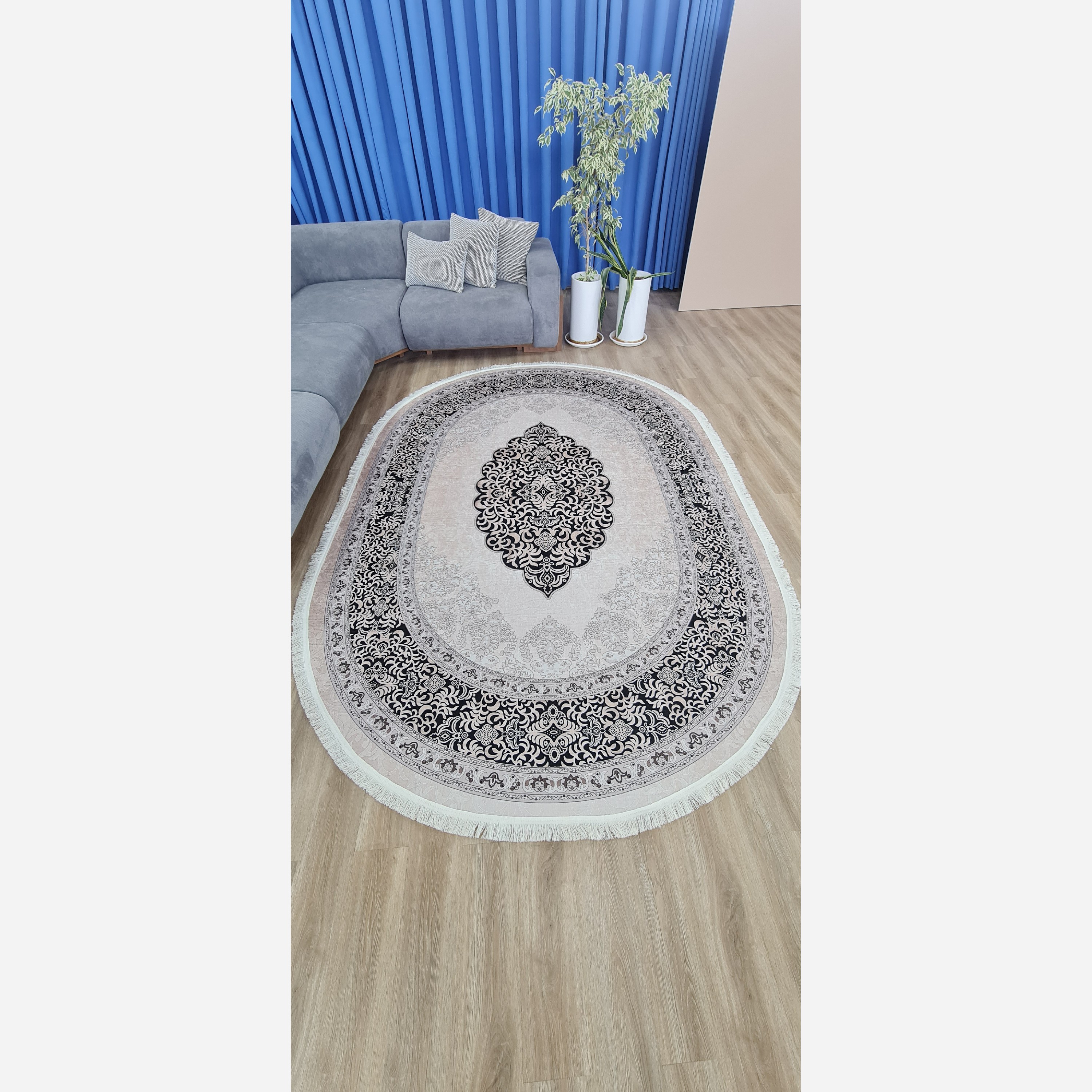 فرشینه بیضی مخمل استُپ دار (ابعاد سفارشی) b51 (پس کرایه)