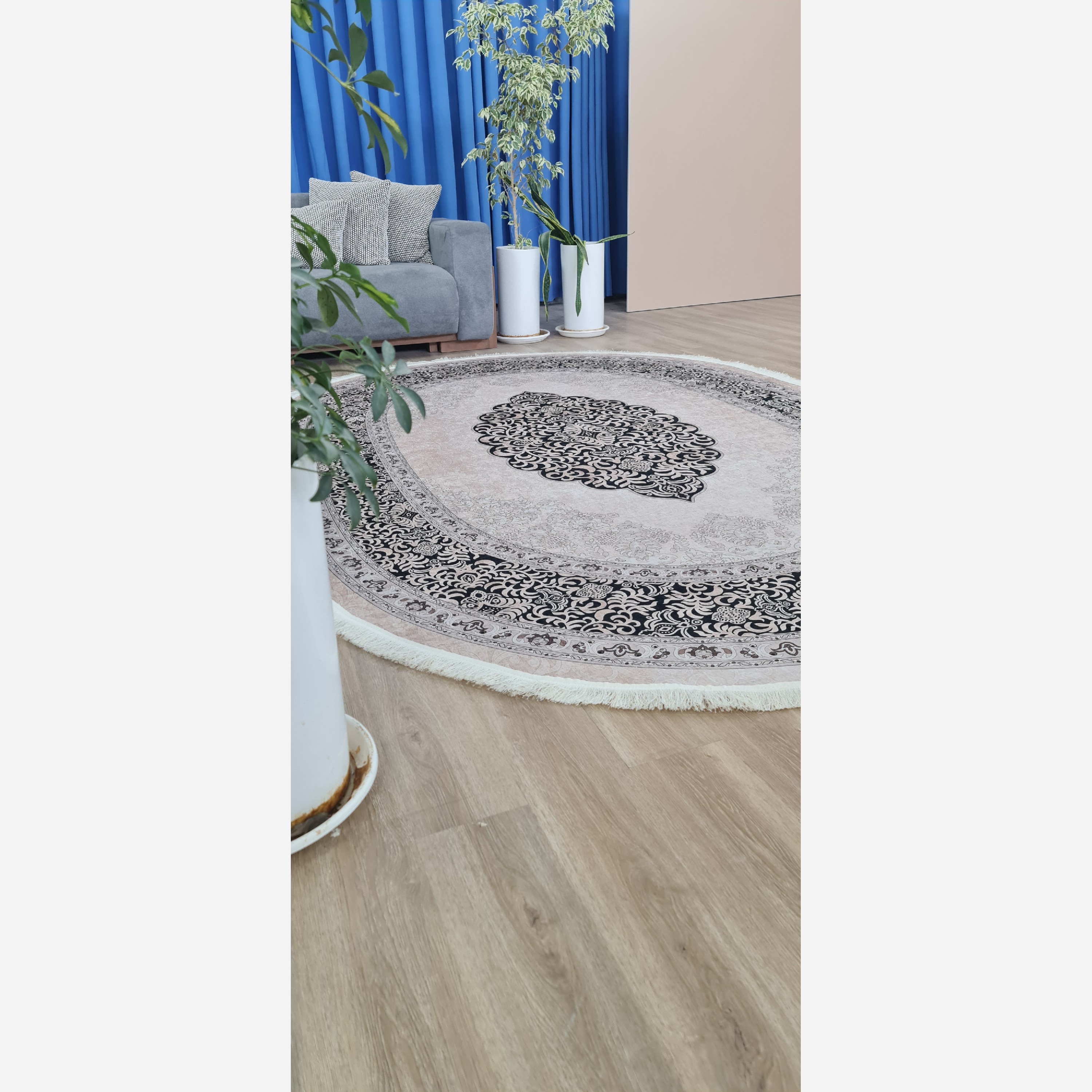 فرشینه بیضی مخمل استُپ دار (ابعاد سفارشی) b51 (پس کرایه)