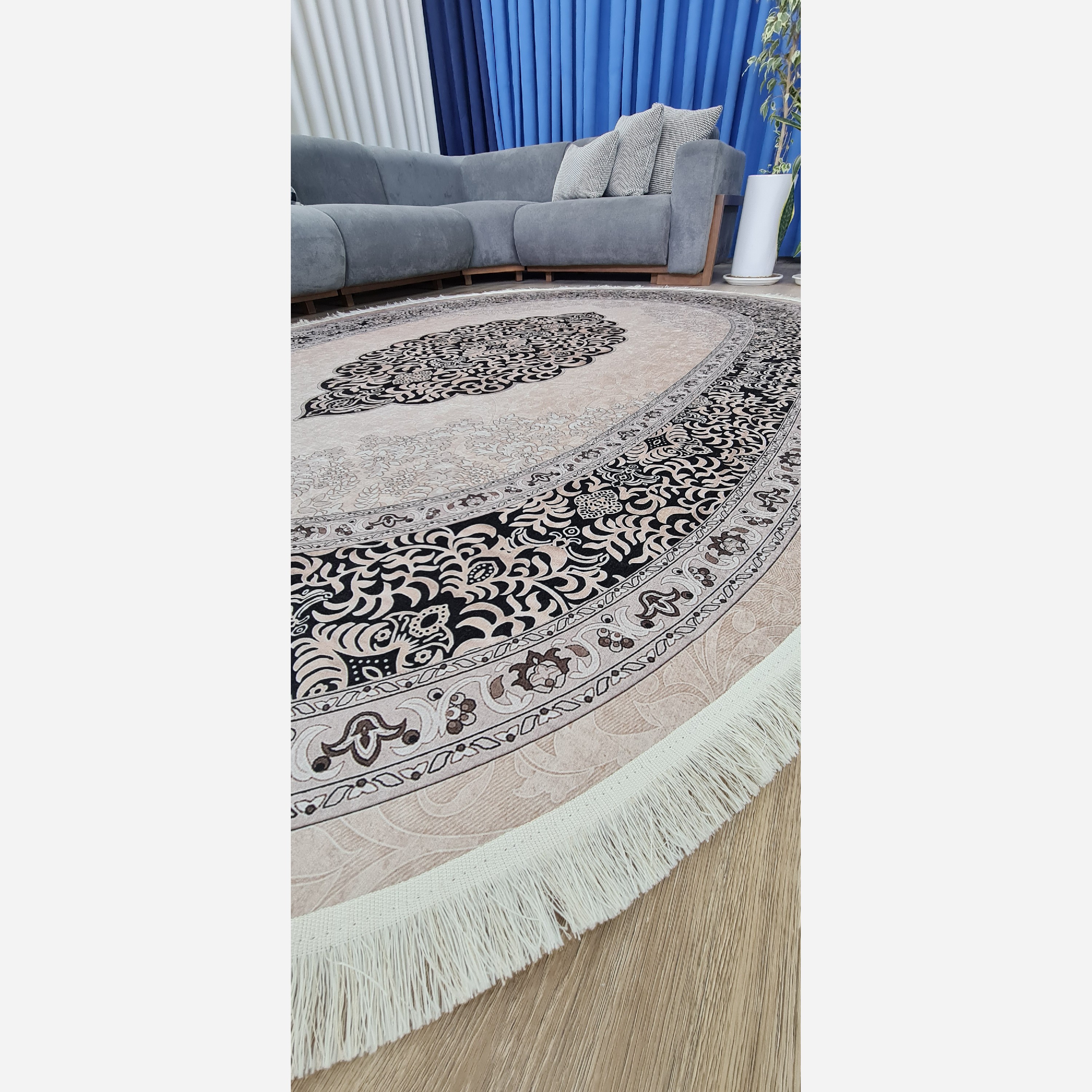 فرشینه بیضی مخمل استُپ دار (ابعاد سفارشی) b51 (پس کرایه)