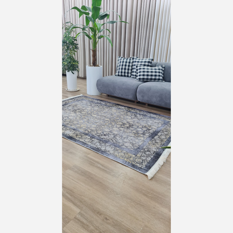 فرشینه طوسی افشان جنس مخمل هازان تُرک استُپ دارu58(ابعاد سفارشی)ضد سُر(پس کرایه)