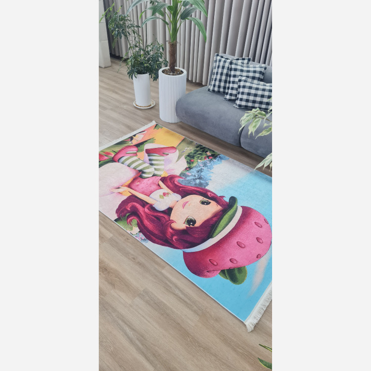 فرش کودک جنس مخمل طرح دخترانه استُپ دار( ضد سُر) (پس کرایه)