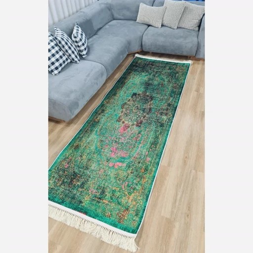 فرشینه مخمل سبز لاکی استُپ دار (ابعاد سفارشی)  (پس کرایه)