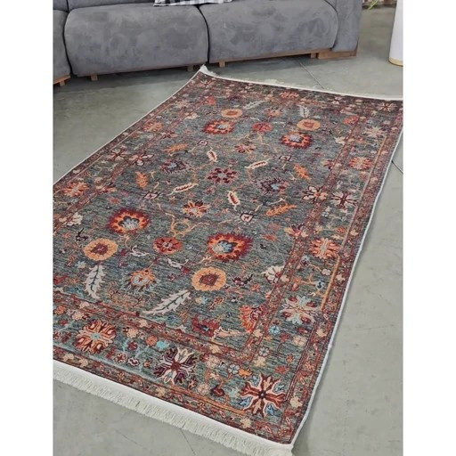 فرشینه مخمل مدرن سبز لاکی استُپ دار m110 (ابعاد دلخواه) (پس کرایه)