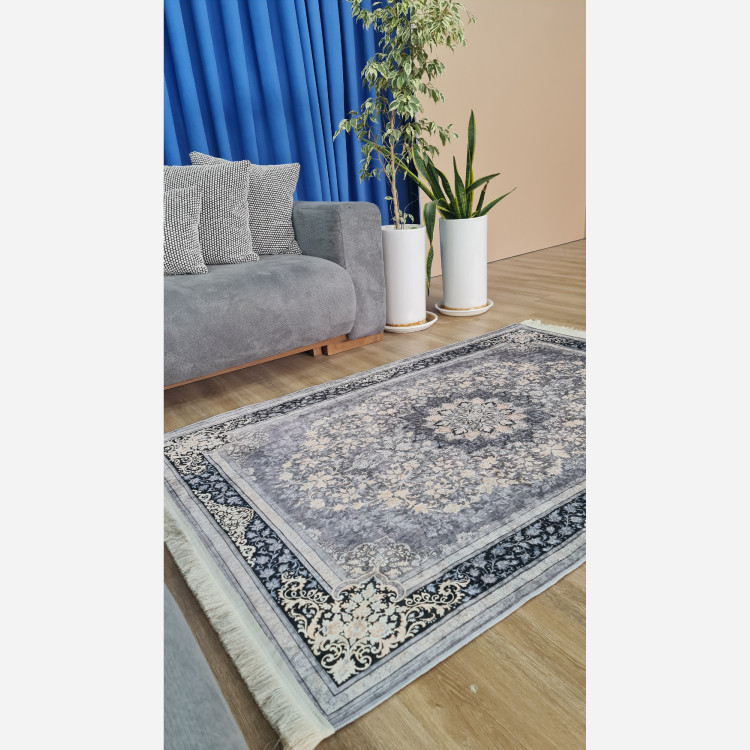 فرشینه طوسی مدرن جنس مخمل هازان تُرک استُپ دار(ابعاد سفارشی)ضد سُر(پس کرایه)