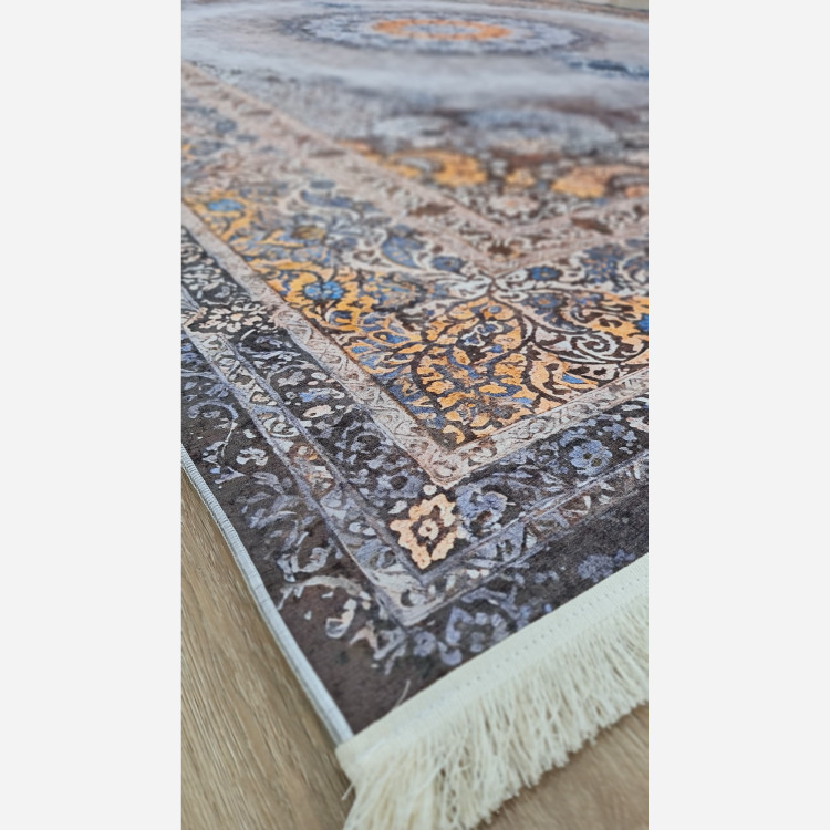 فرش طوسی مدرن جنس مخمل هازان تُرک استُپ دار(ابعاد سفارشی) (ضد سُر) (پس کرایه)