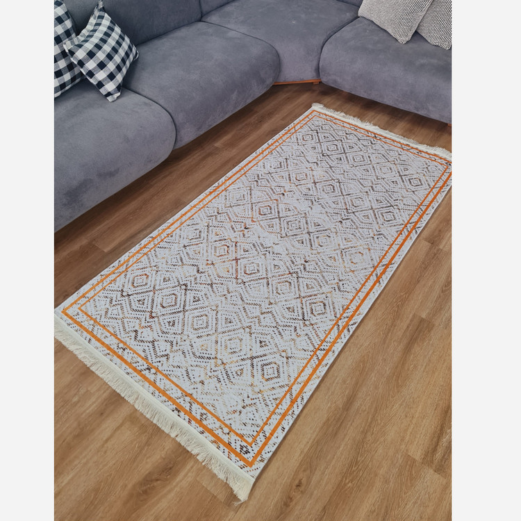 فرشینه کناره و راهرویی جنس مخمل طرح هندسی استُپ دار (پس کرایه)