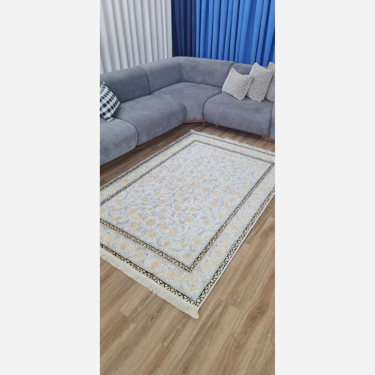 فرشینه خاکستری طلایی مدرن مخمل تُرک استُپ دار u10 ابعاد دلخواه (پس کرایه)