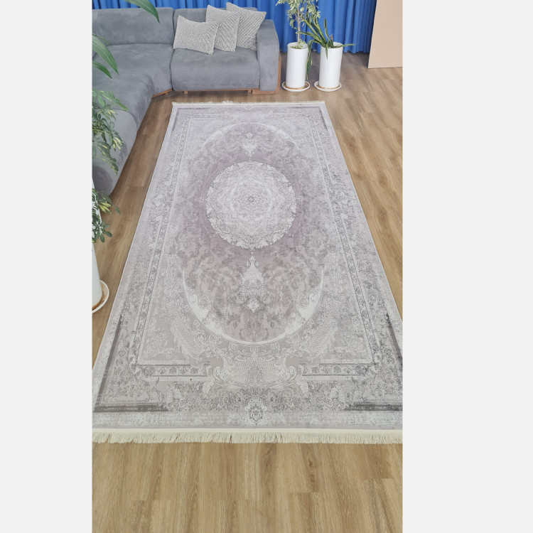 فرش کناره خاکستری مدرن جنس مخمل تُرک ابعاد دلخواه استُپ دار (ضد سُر) (پس کرایه)