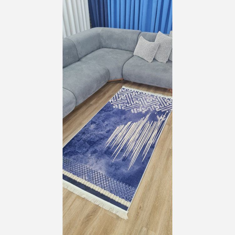 فرشینه سرمه ای مدرن جنس مخمل تُرک استُپ دار ابعاد دلخواه (پس کرایه)