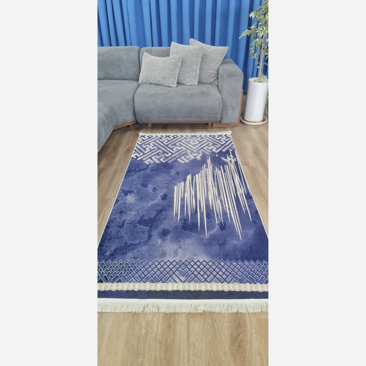 فرشینه سرمه ای مدرن جنس مخمل تُرک استُپ دار ابعاد دلخواه (پس کرایه)