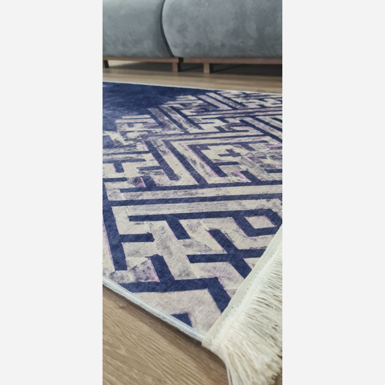 فرشینه سرمه ای مدرن جنس مخمل تُرک استُپ دار ابعاد دلخواه (پس کرایه)