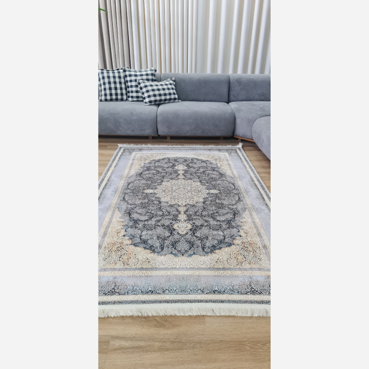 فرش طوسی مدرن جنس مخمل هازان تُرک استُپ دار (ضد سُر) (پس کرایه)