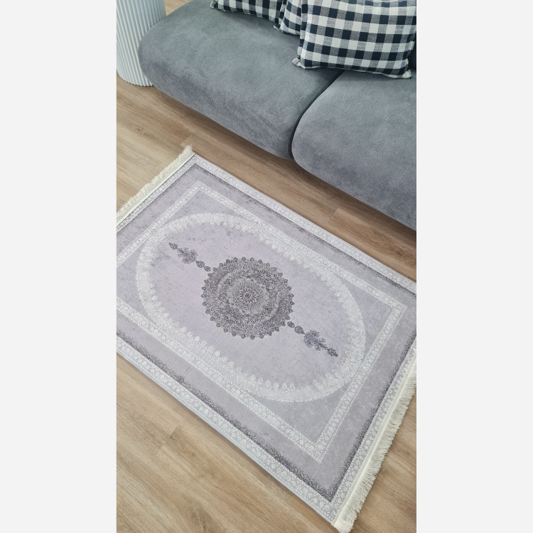 فرشینه طوسی مدرن جنس رویه مخمل استُپ دار(پس کرایه)
