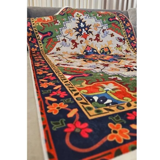 فرشینه مخمل لاکی طرح سنتی استُپ دار (ابعاد دلخواه) O138 (پس کرایه)