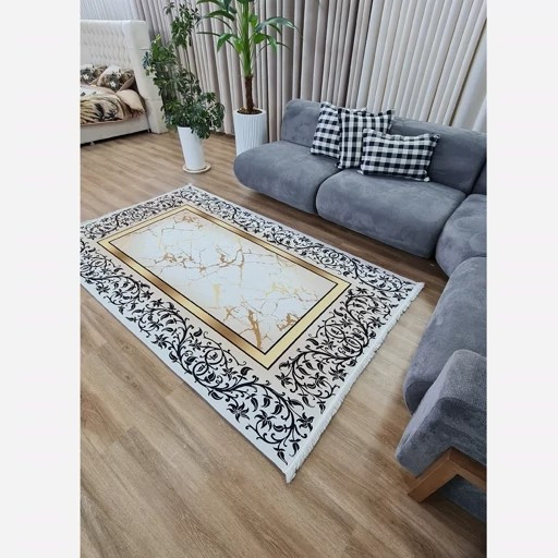 فرش طلایی سفید مخمل تُرک هازان، رفیق جدید خونت که قراره دلتو ببره (پس کرایه)