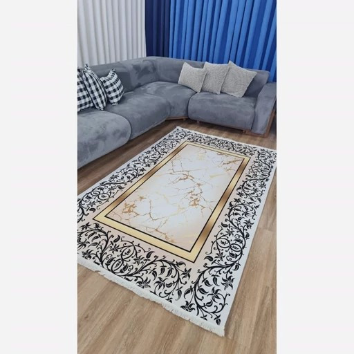 فرش طلایی سفید مخمل تُرک هازان، رفیق جدید خونت که قراره دلتو ببره (پس کرایه)