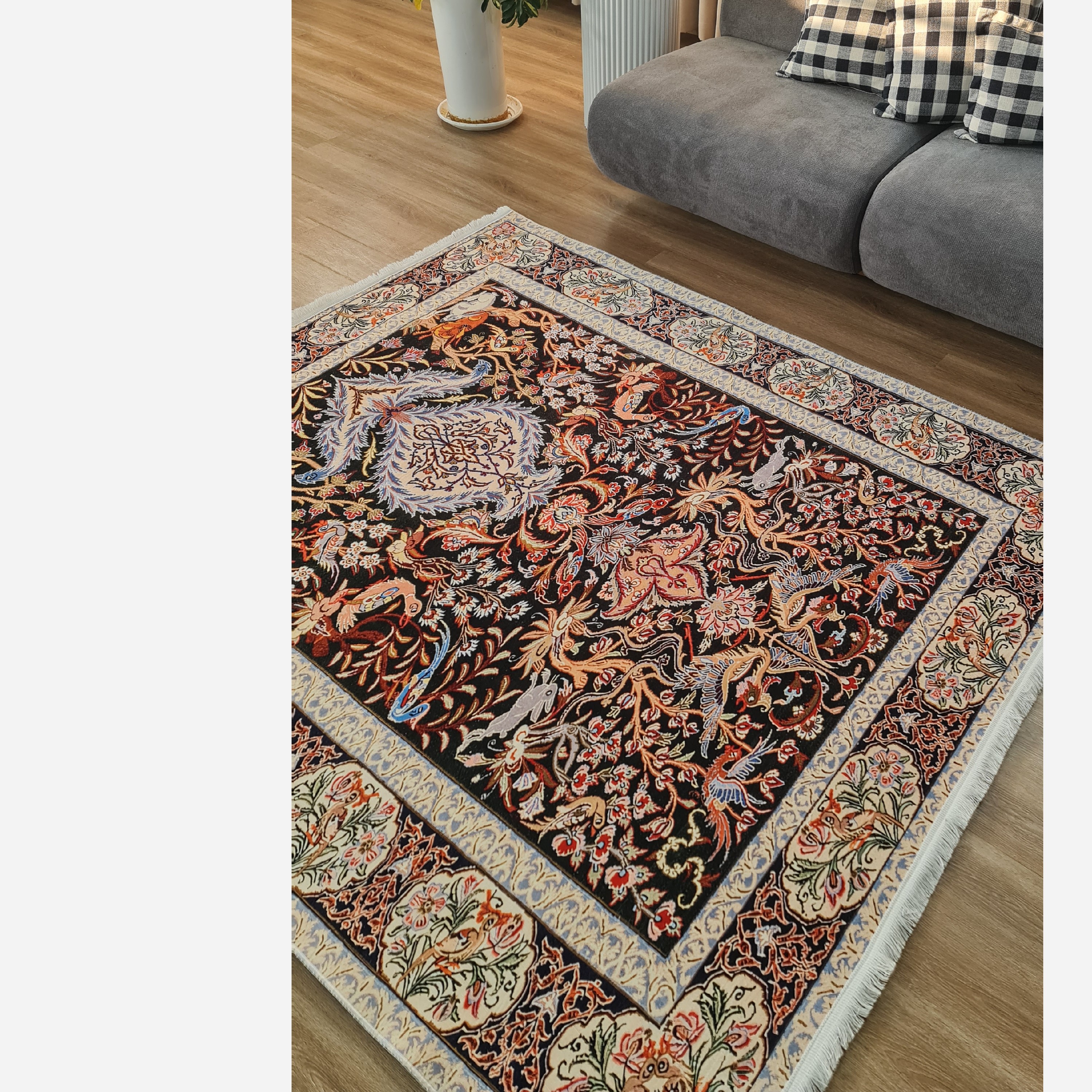 فرشینه مخملی مدرن طرح ابریشم استُپ دار (اصلا لیز نمیخوره) a035 (پس کرایه)