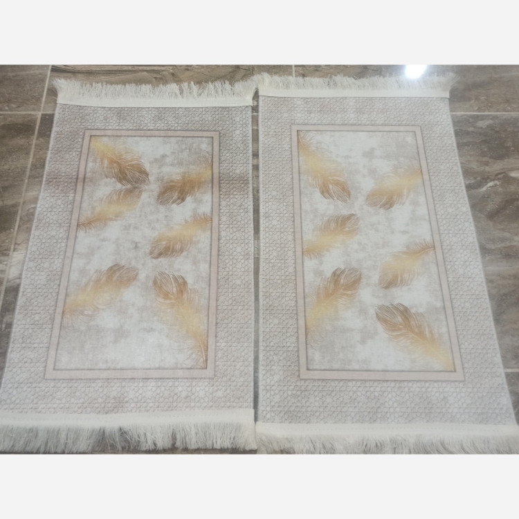 فرشینه مخمل مدرن طرح پَر طلایی استُپ دار (ابعاد سفارشی) h406 (پس کرایه)