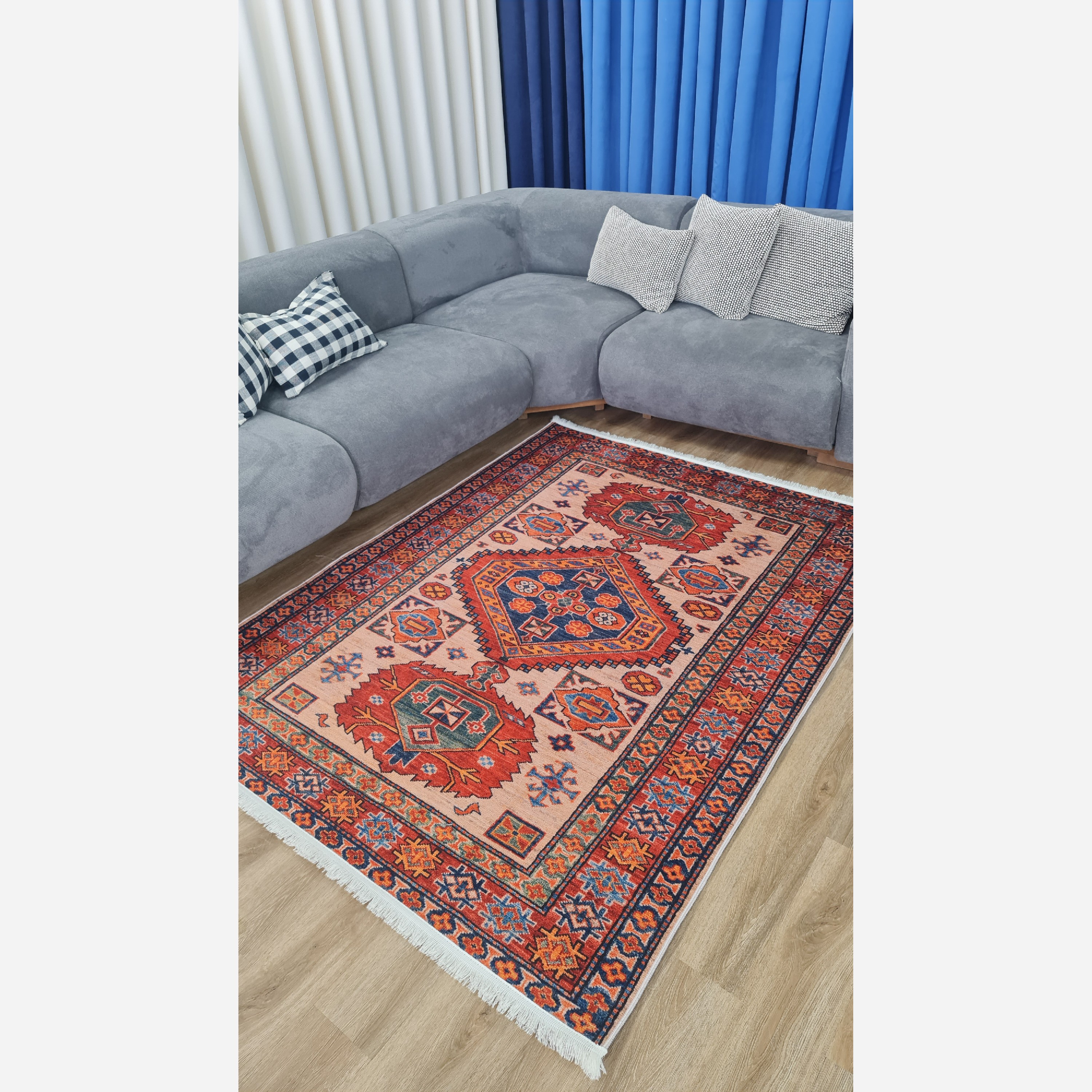 فرشینه مخملی مدرن طرح سنتی استُپ دار (اصلا لیز نمیخوره) o110 (پس کرایه)