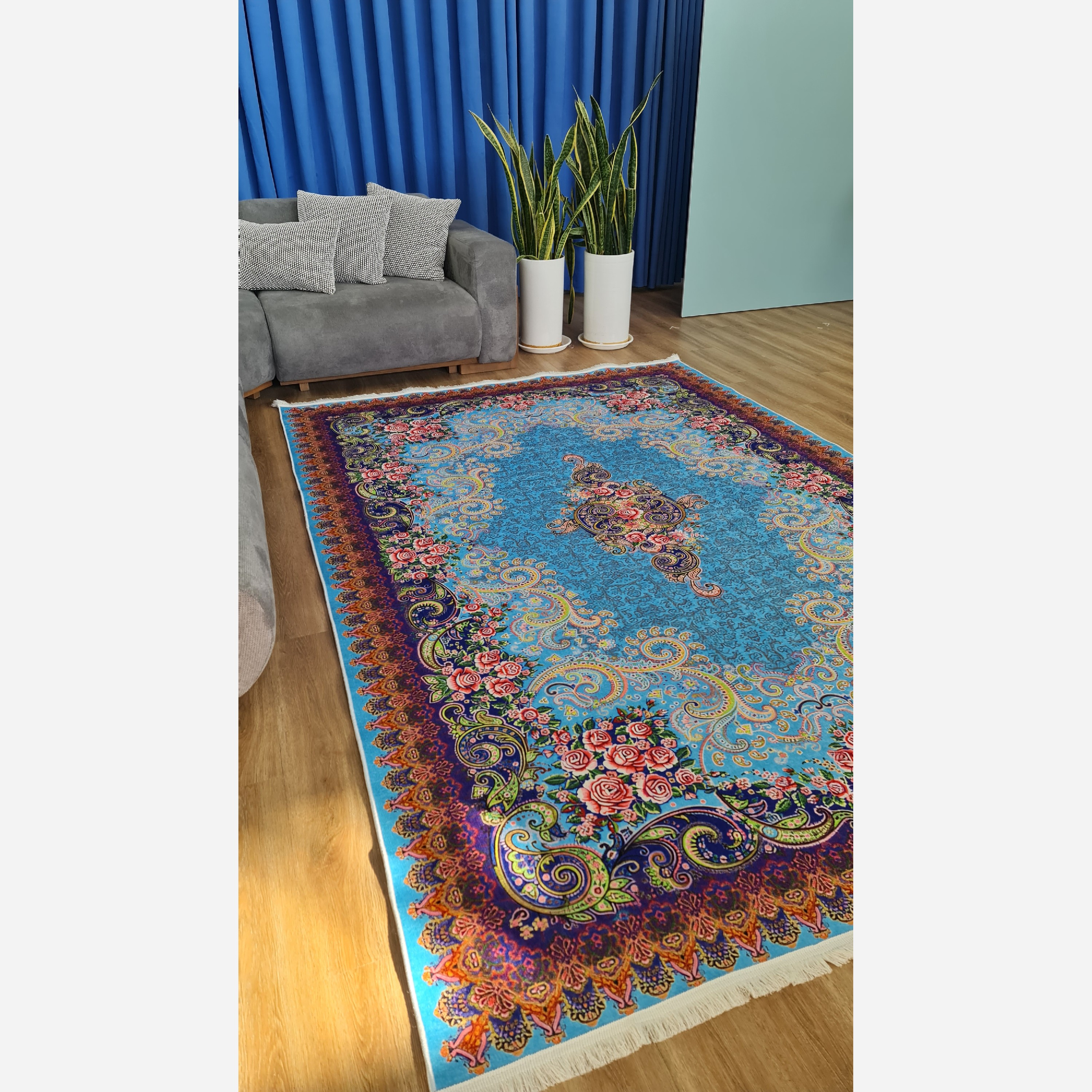 فرش مخمل مدرن طرح ابریشم استُپ دار (اصلا لیز نمیخوره) a084 (پس کرایه)