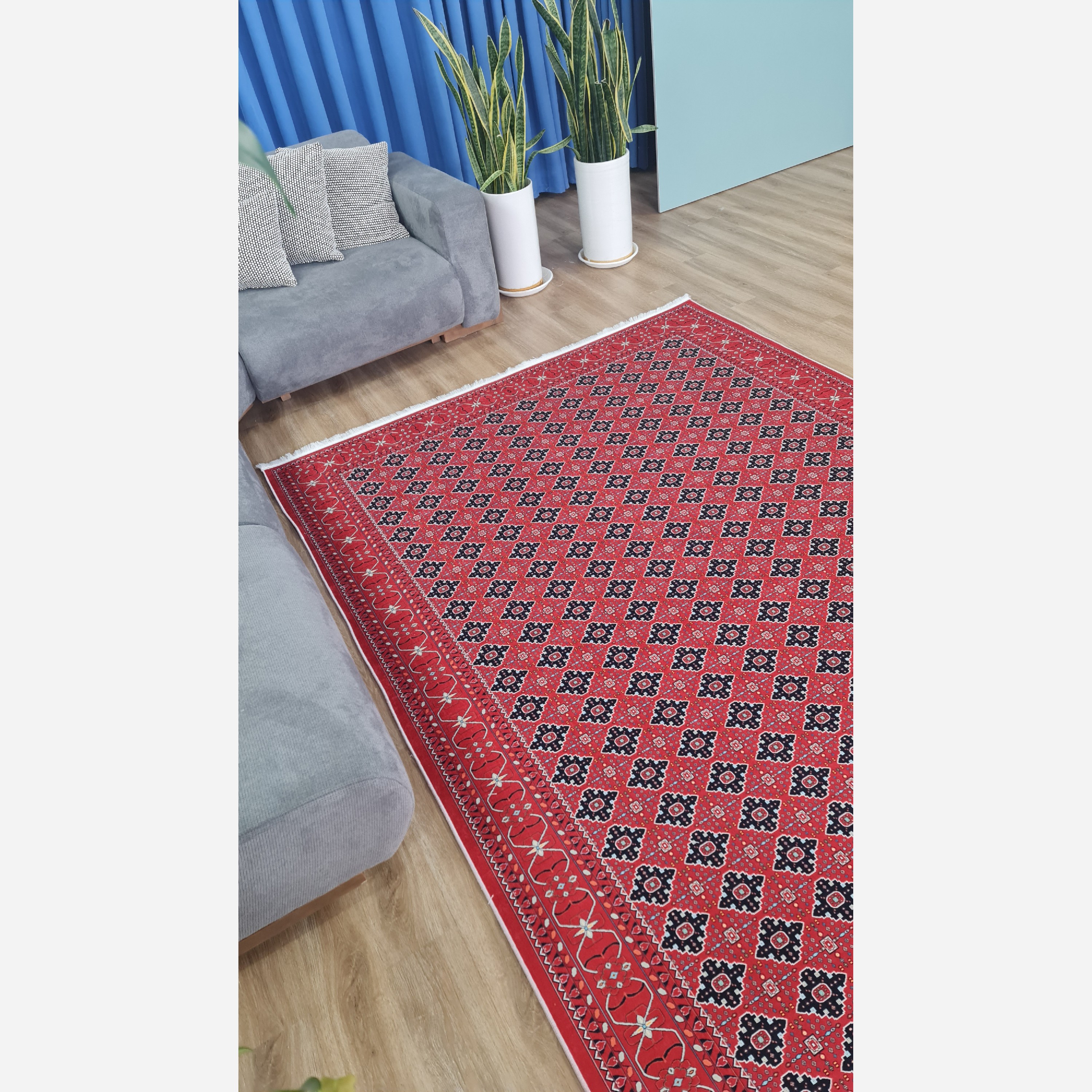 فرش مخمل طرح لاکی استُپ دار (اصلا لیز نمیخوره) a122 (پس کرایه)