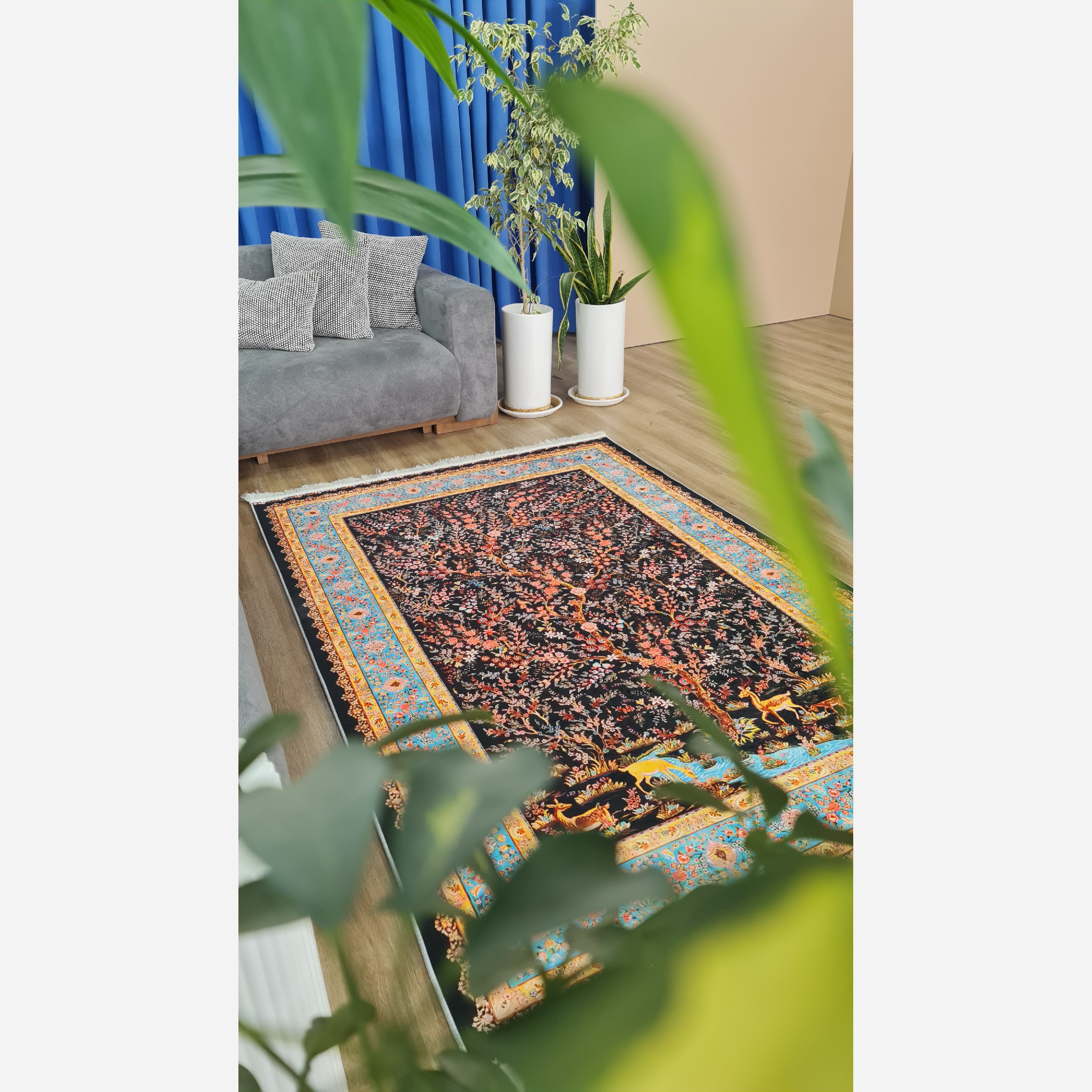 فرشینه مدرن مخمل استُپ دار (اصلا لیز نمیخوره) - (پس کرایه)