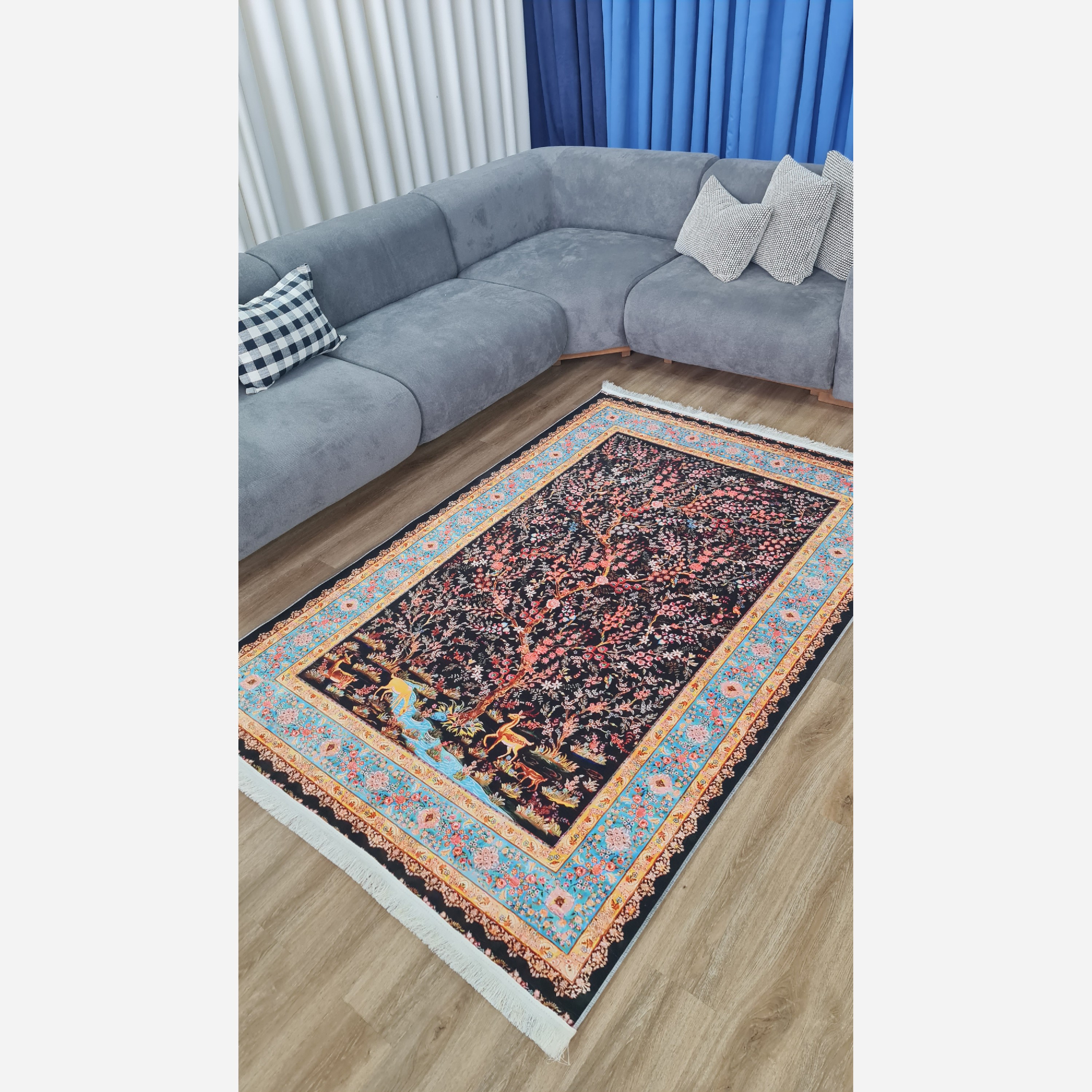 فرشینه مدرن مخمل استُپ دار (اصلا لیز نمیخوره) - (پس کرایه)