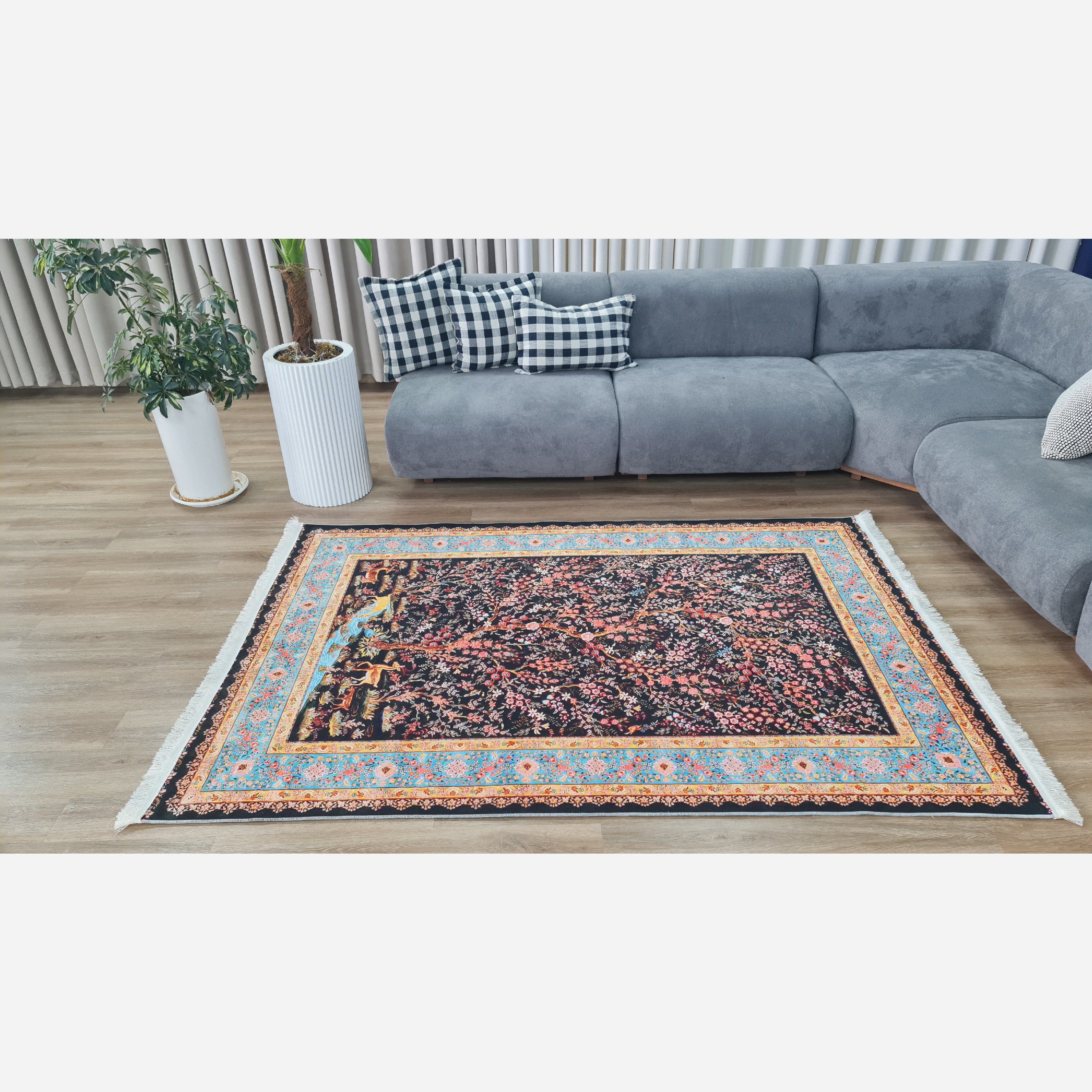 فرشینه مدرن مخمل استُپ دار (اصلا لیز نمیخوره) - (پس کرایه)