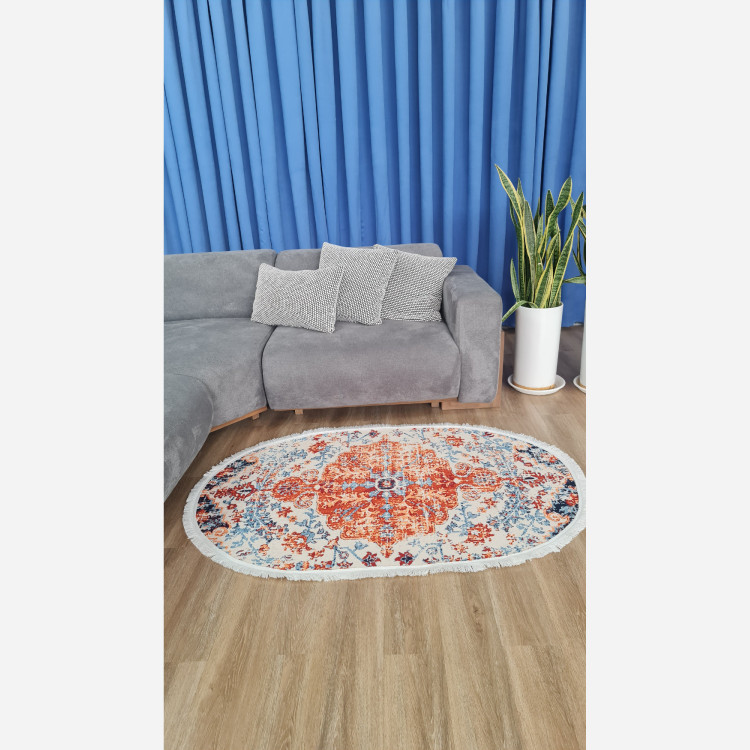 فرشینه بیضی مخمل استُپ دار (اصلا لیز نمیخوره) b142 (پس کرایه)