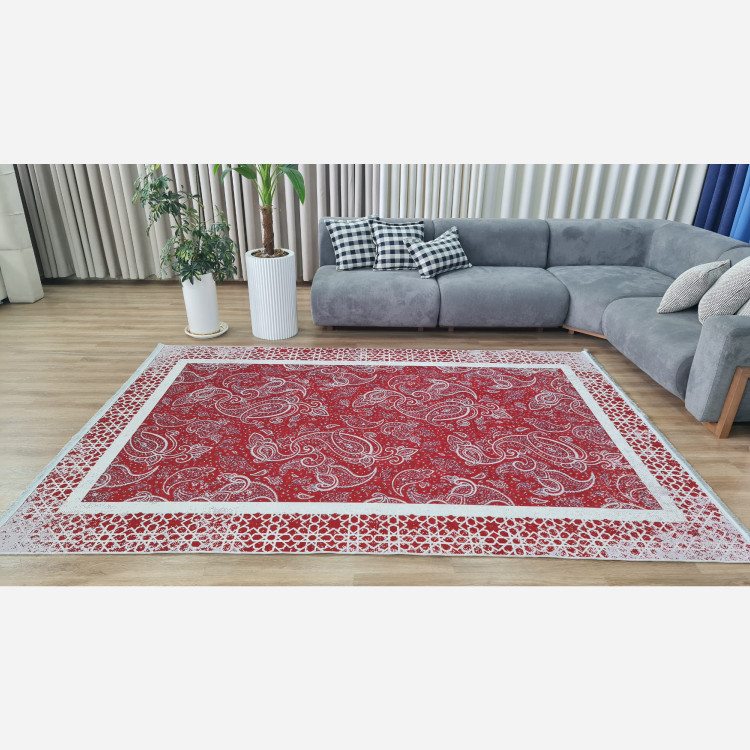 فرشینه مدرن آلبالویی جنس رویه مخمل هازان ترک (پس کرایه)