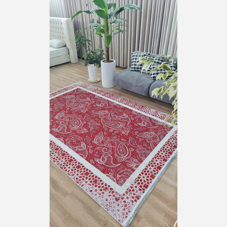 فرشینه مدرن آلبالویی جنس رویه مخمل هازان ترک (پس کرایه)